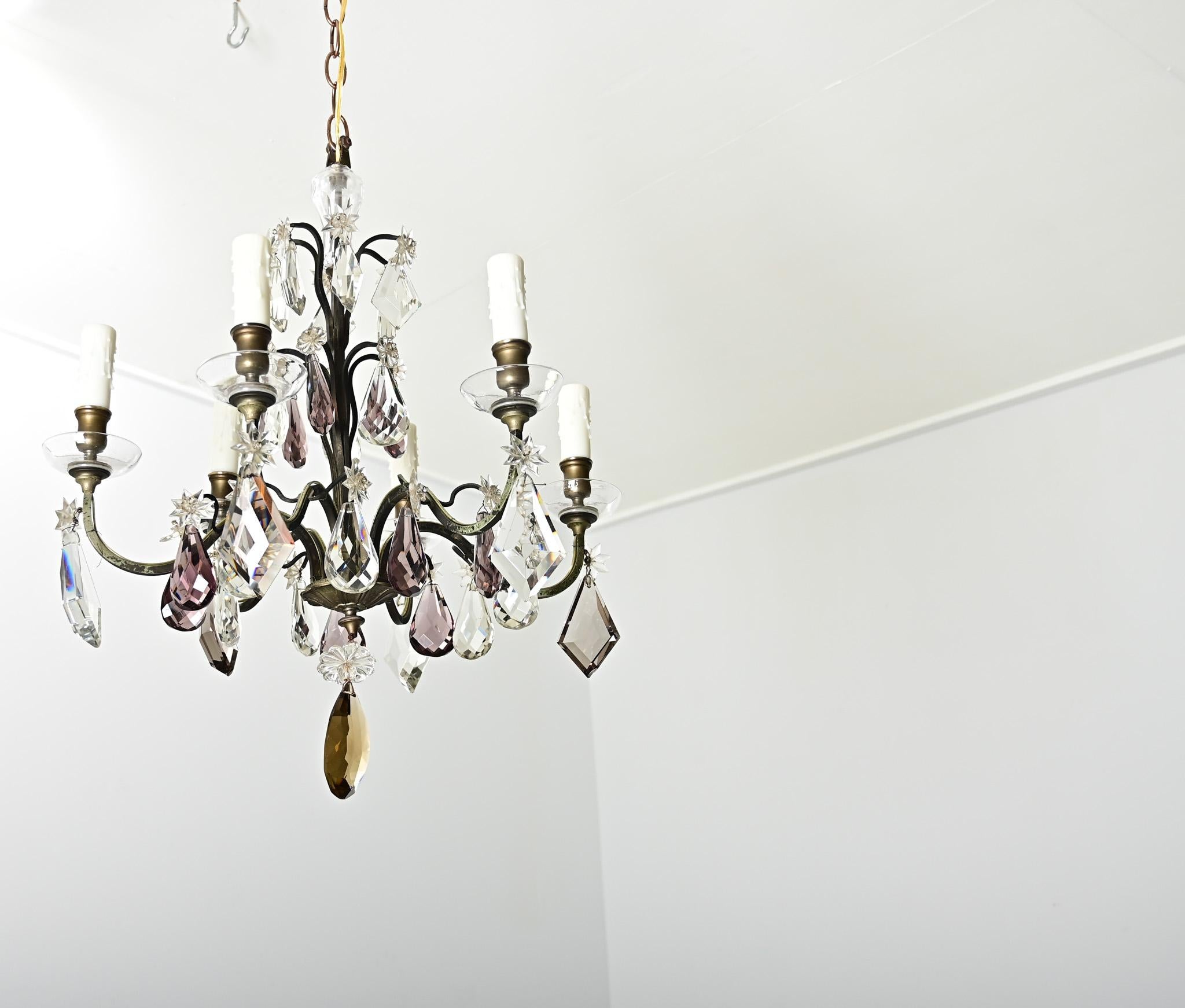 Français Lustre français en cristal du 19ème siècle en vente