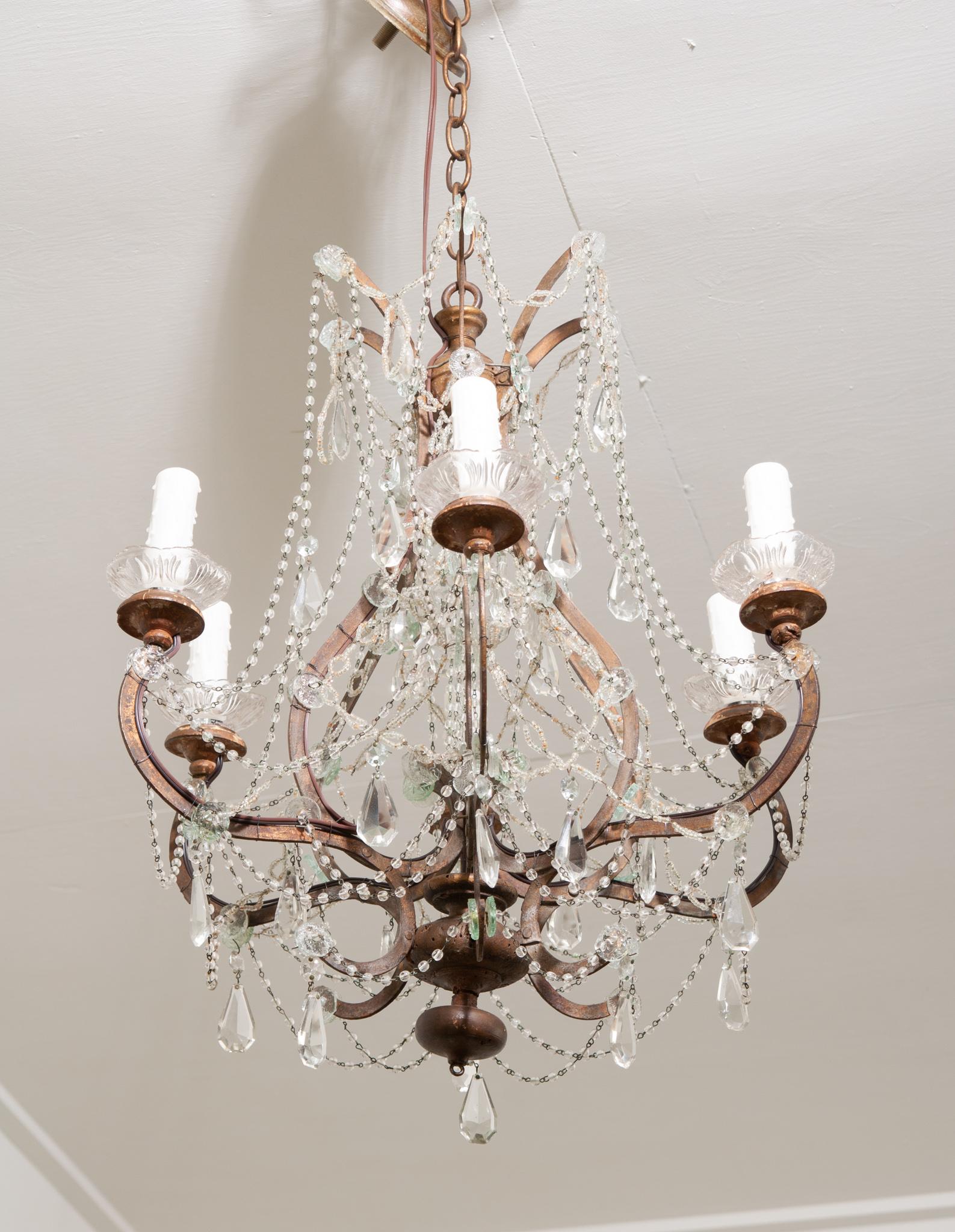 Giltwood French 19th Century Crystal Chandelier For Sale