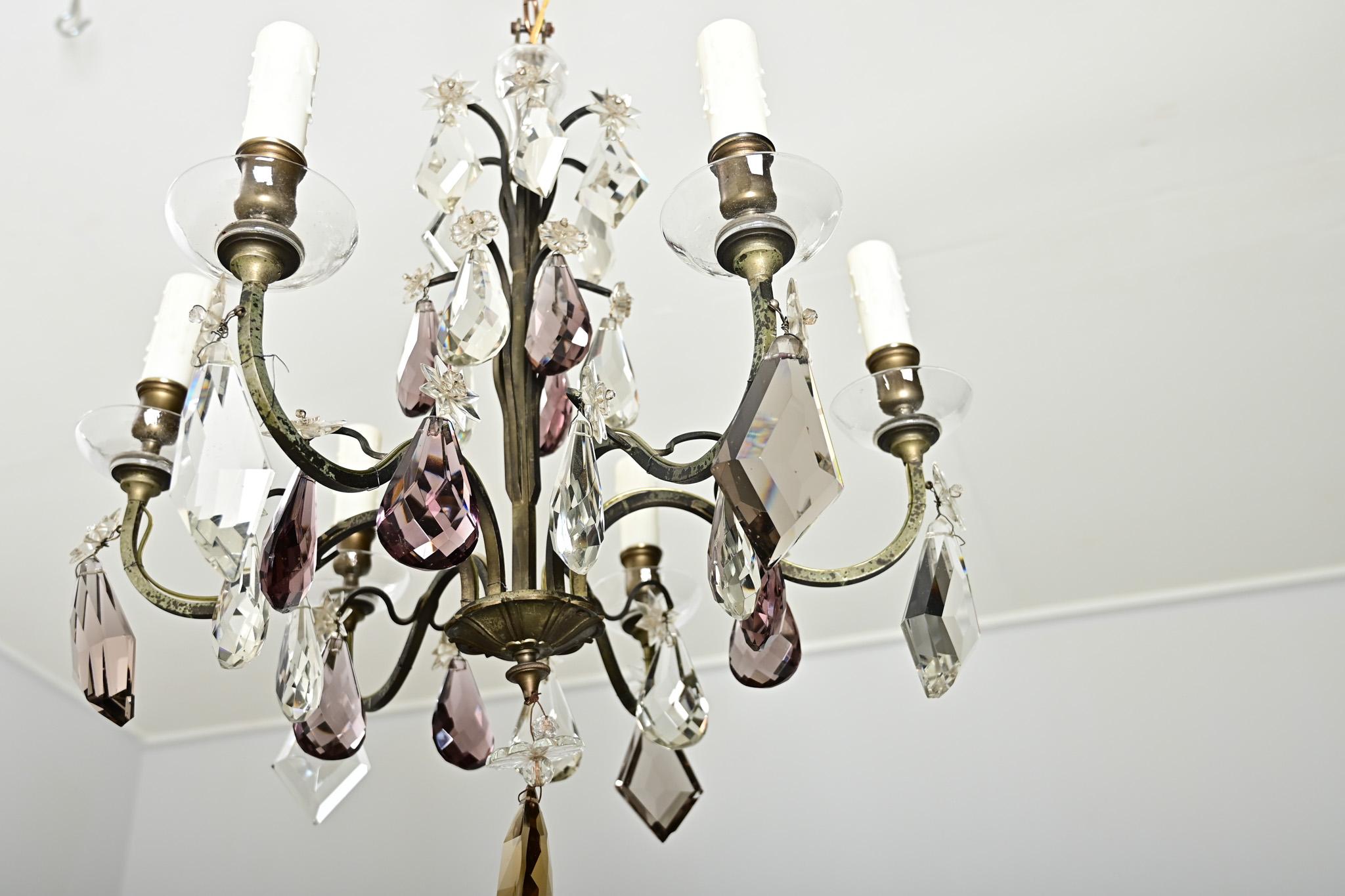 Lustre français en cristal du 19ème siècle Bon état - En vente à Baton Rouge, LA