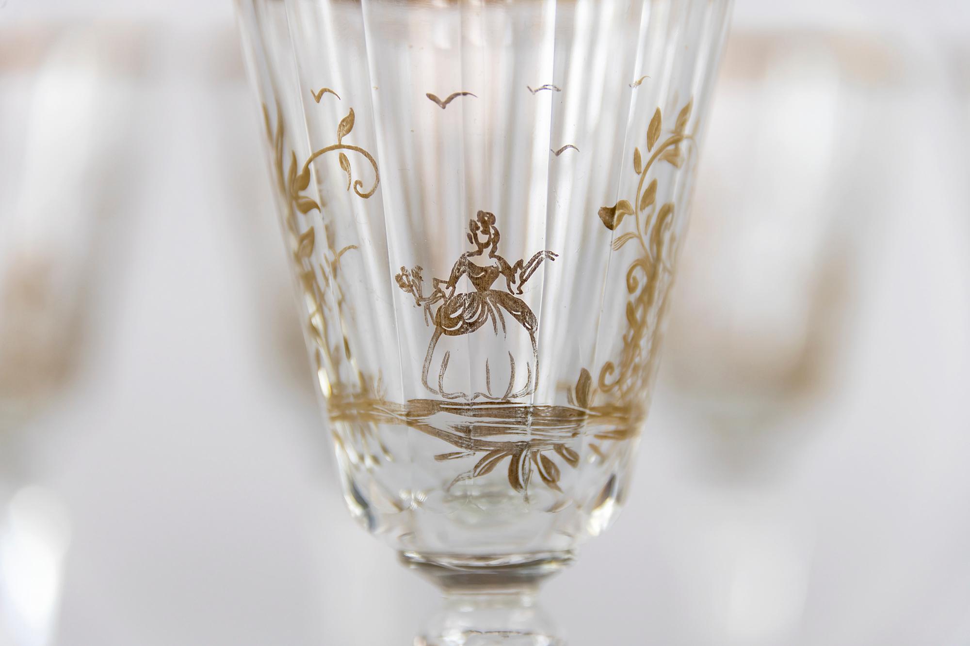 Hand-Crafted French 19th Century Crystal Liqueur Glasses