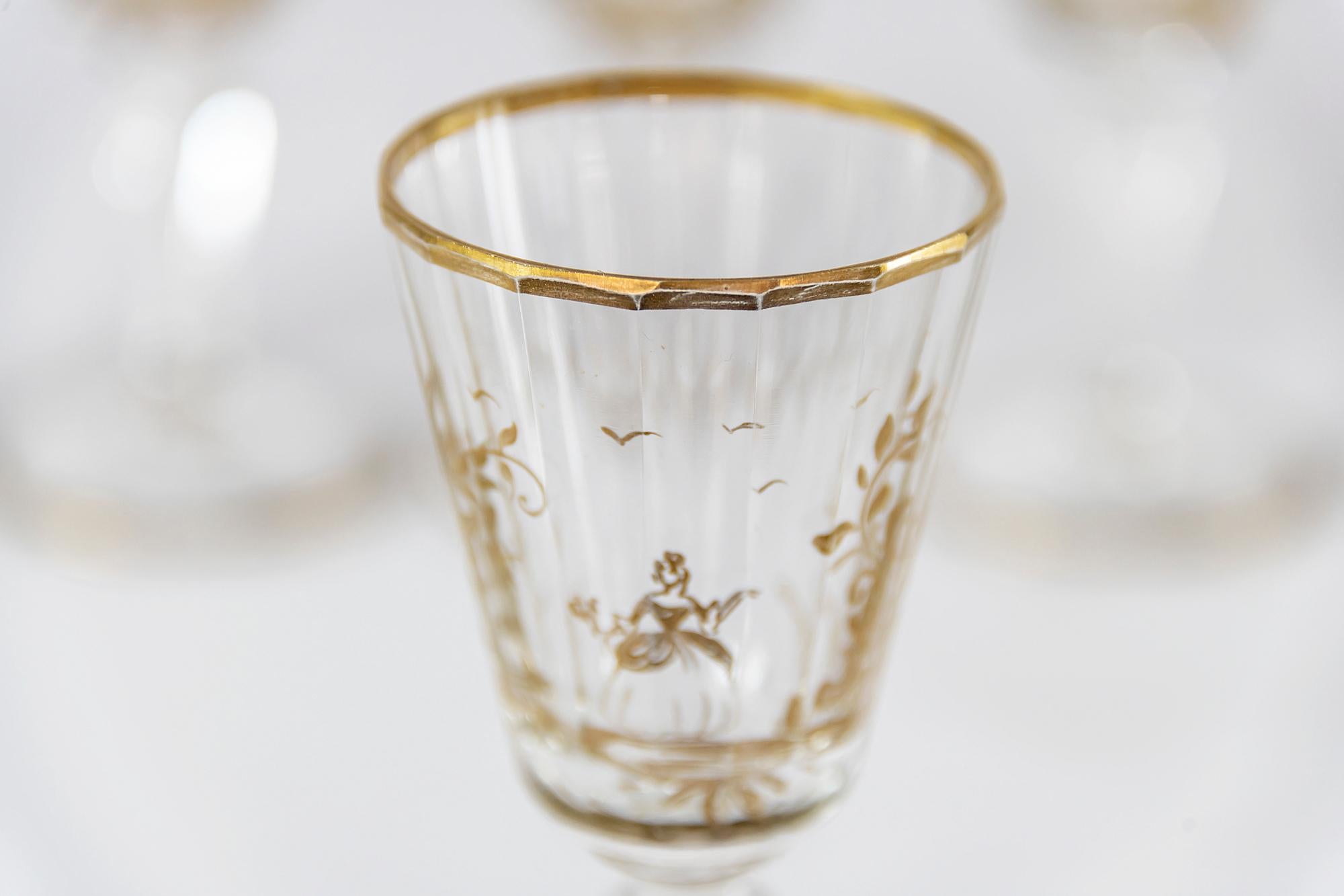 French 19th Century Crystal Liqueur Glasses 1