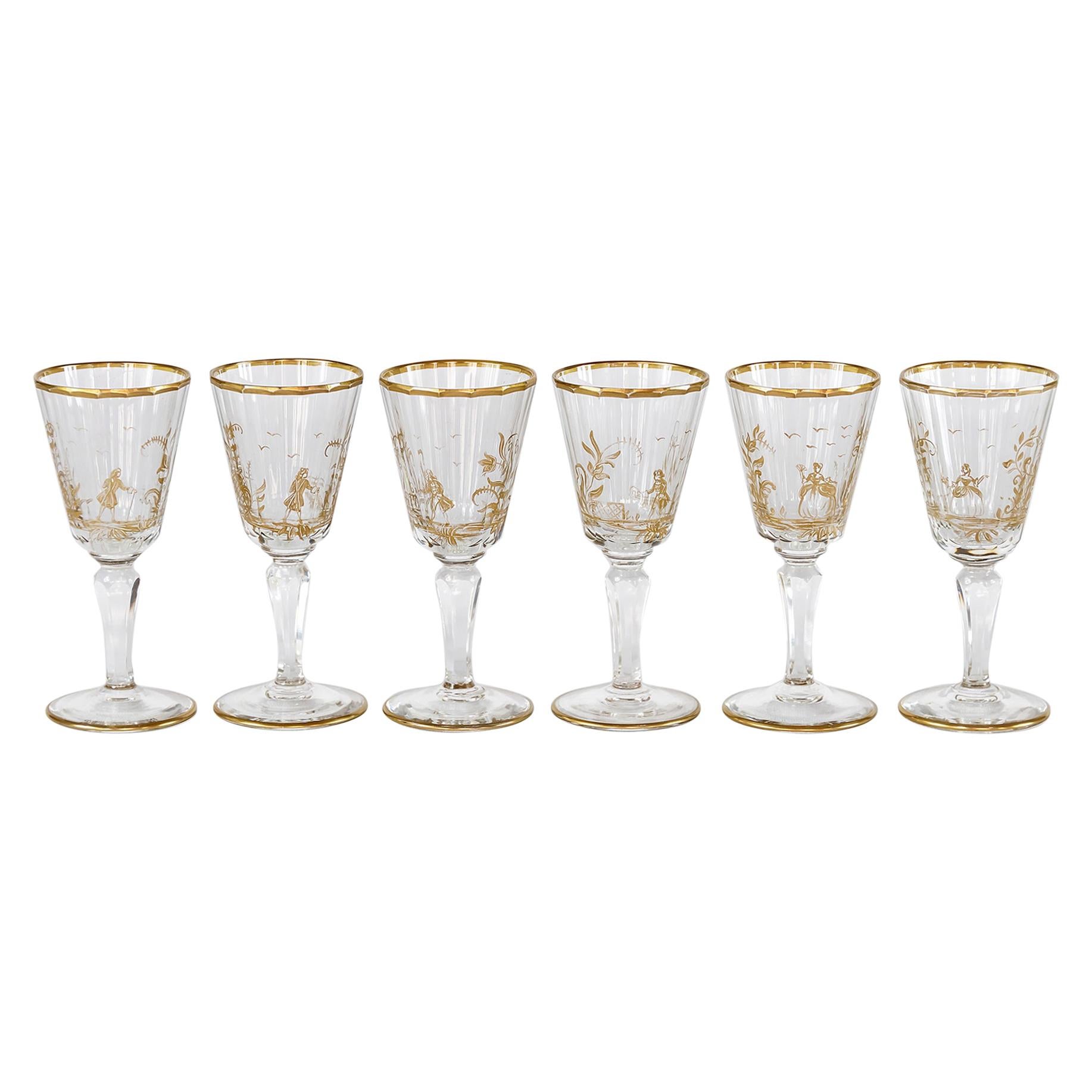French 19th Century Crystal Liqueur Glasses