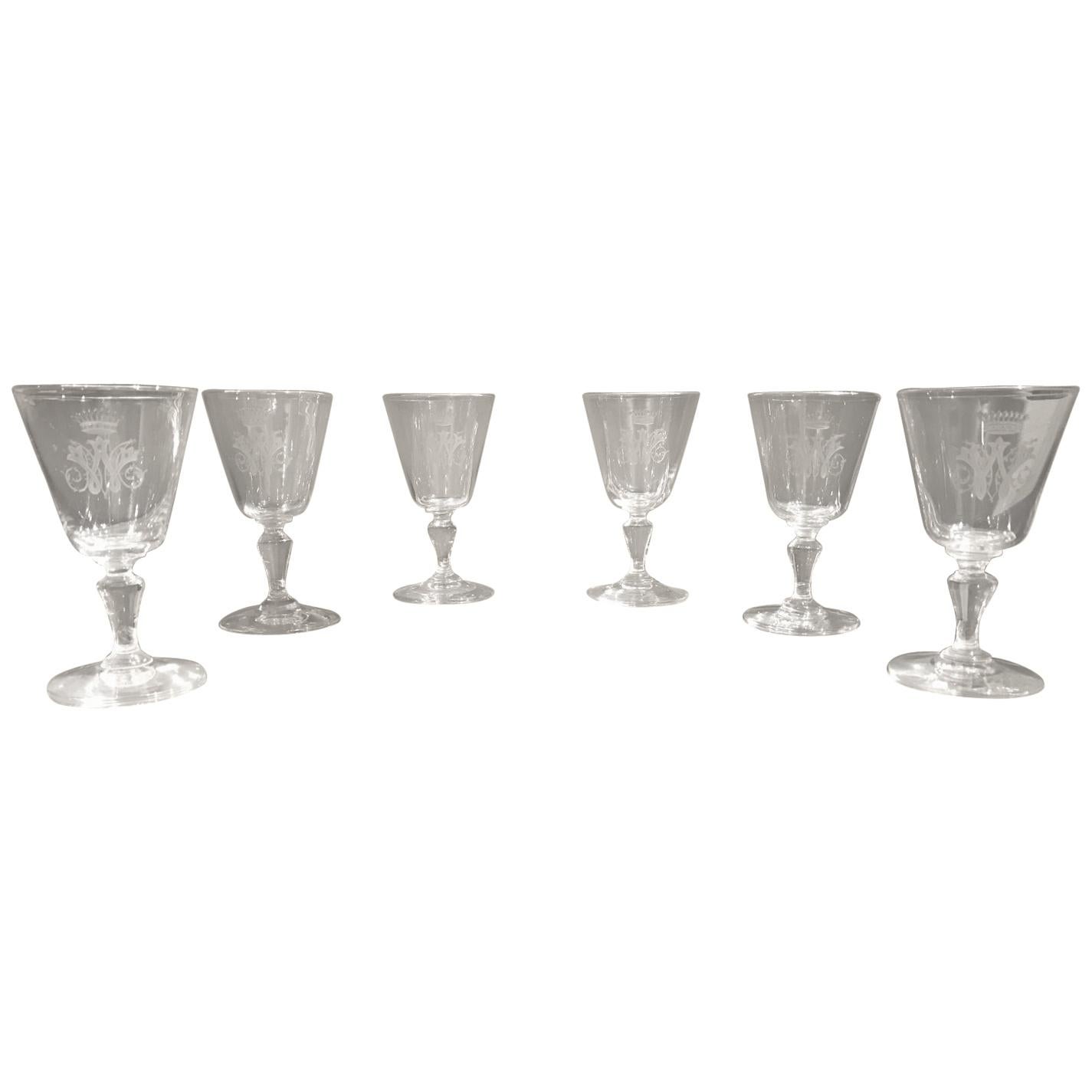 French 19th Century Crystal Liquor or Liqueur Glasses For Sale