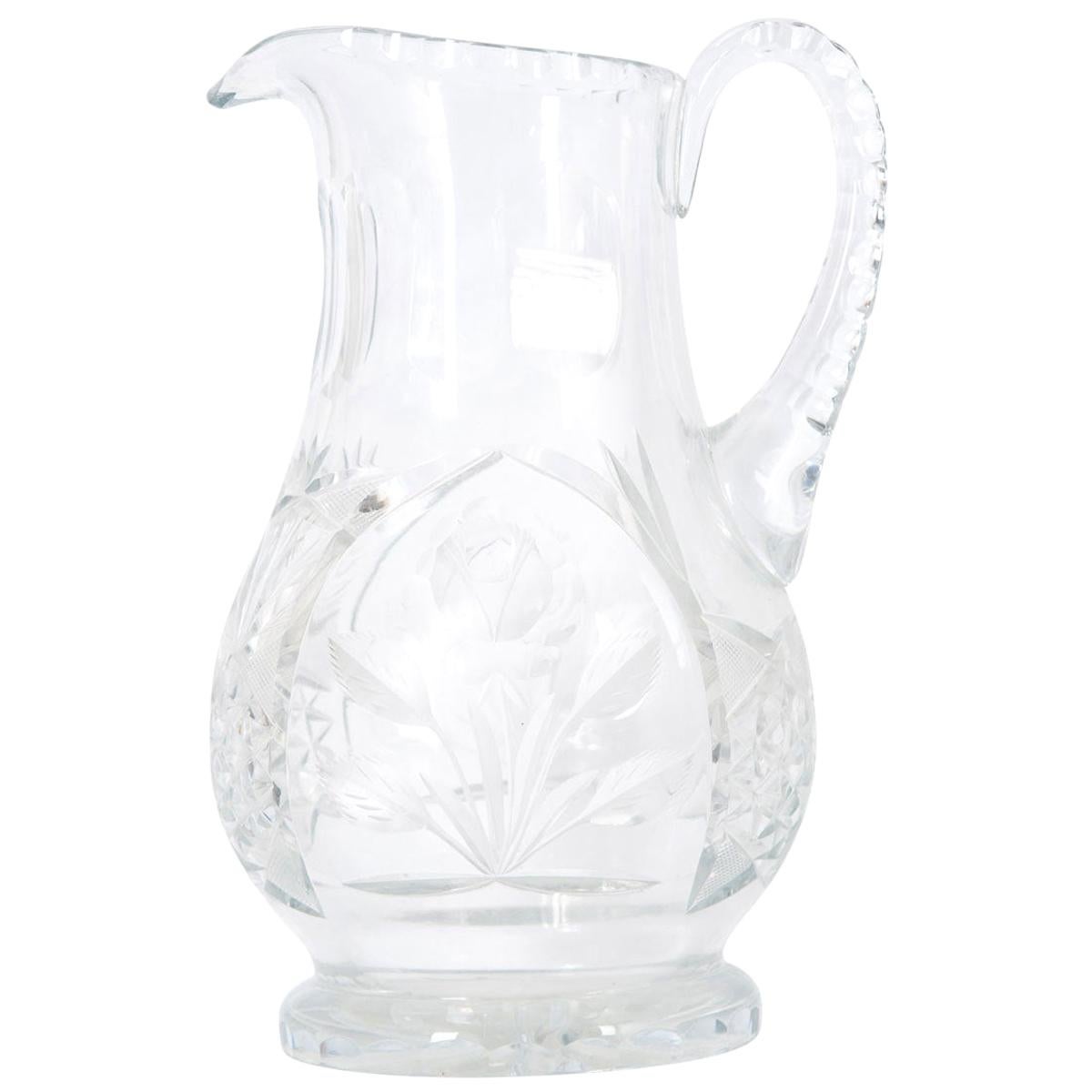 French 19th Century Cut Crystal Pitcher