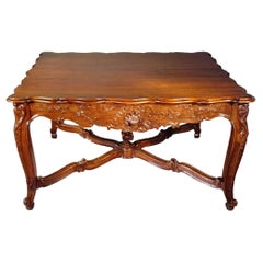 French 19th Century Dark Oak Center Table