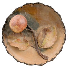 French 19th Century Decorative Pottery Plate with High Relief Raised Apple Motif
