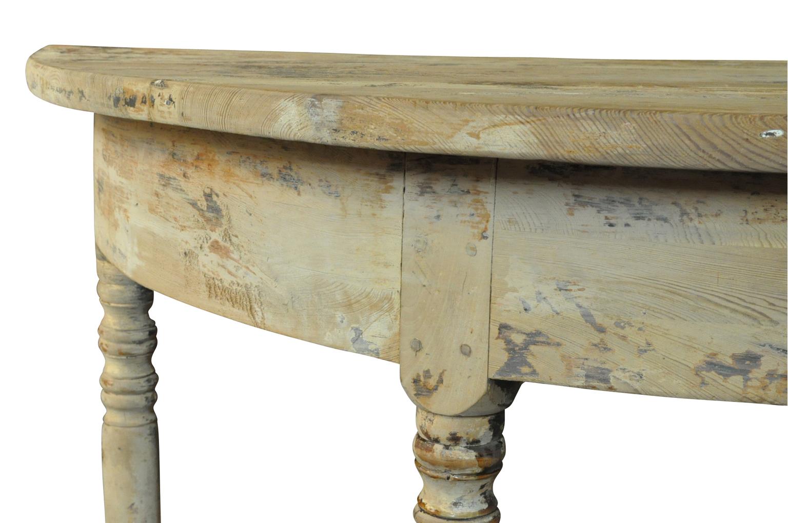 Wood French 19th Century Demilune Console Table