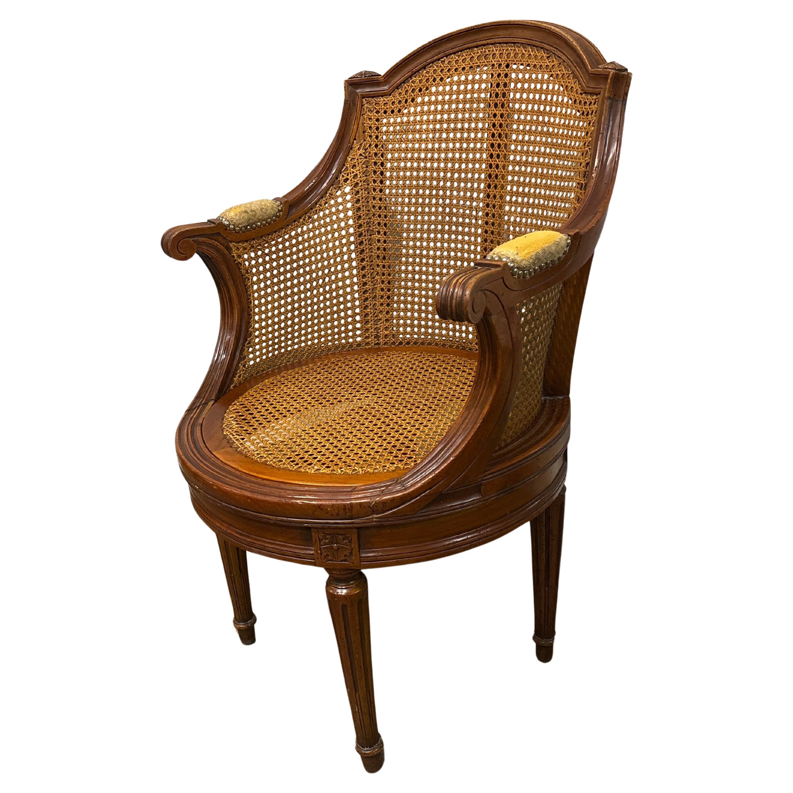 Canna Sedia da scrivania francese del XIX secolo in vendita