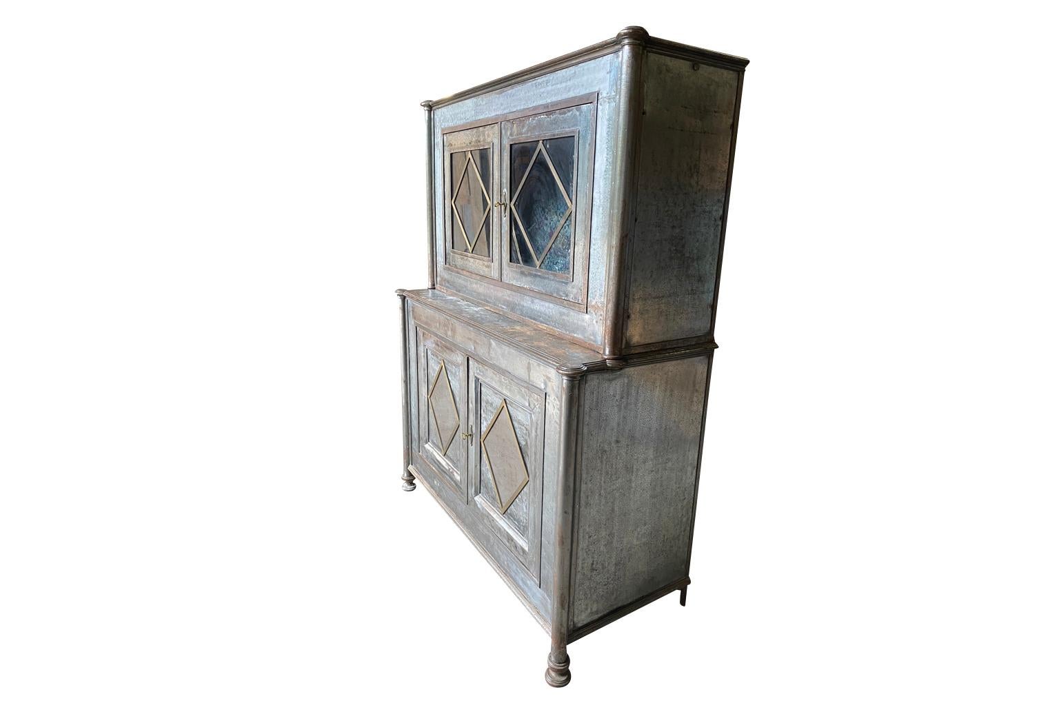 Polished French 19th Century Deux Corps Cabinet For Sale