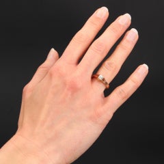 French 19th Century Diamond 18 Karat Rose Gold Solitaire Ring