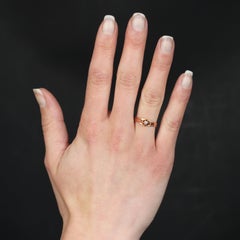 French 19th Century Diamond 18 Karat Rose Gold Solitaire Ring