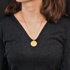 French 19th Century Diamond 18 Karat Yellow Gold Medallion Locket Pendant
