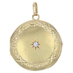 French 19th Century Diamond 18 Karat Yellow Gold Medallion Locket Pendant