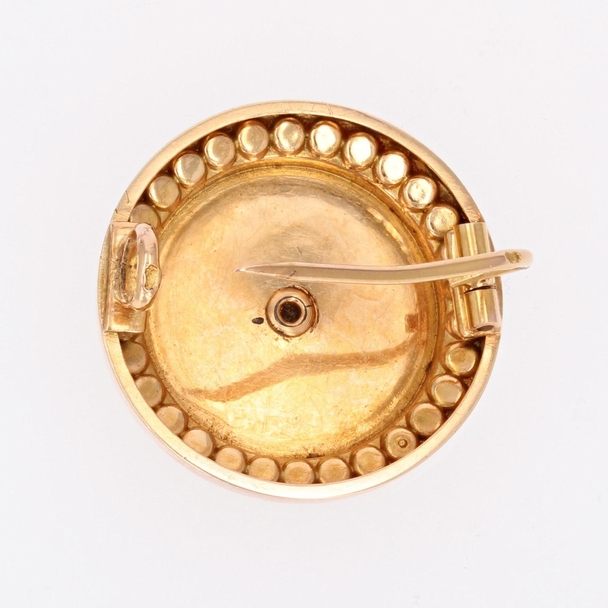 French 19th Century Diamond Fine Pearls 18 Karat Rose Gold Brooch For Sale 5