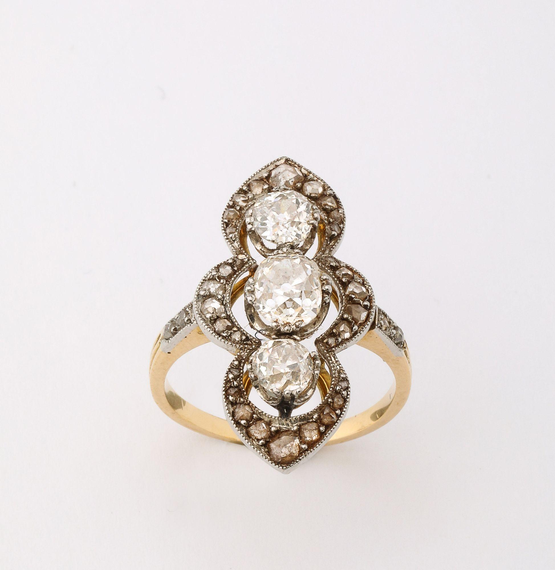 Französischer Diamant-Navette-Ring aus dem 19. im Angebot 3