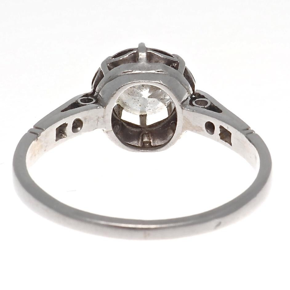 Victorian French 19th Century Diamond Platinum Engagement Ring