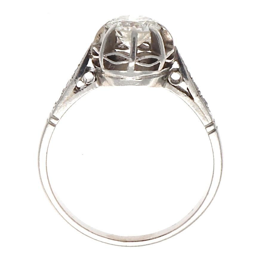Old European Cut French 19th Century Diamond Platinum Engagement Ring