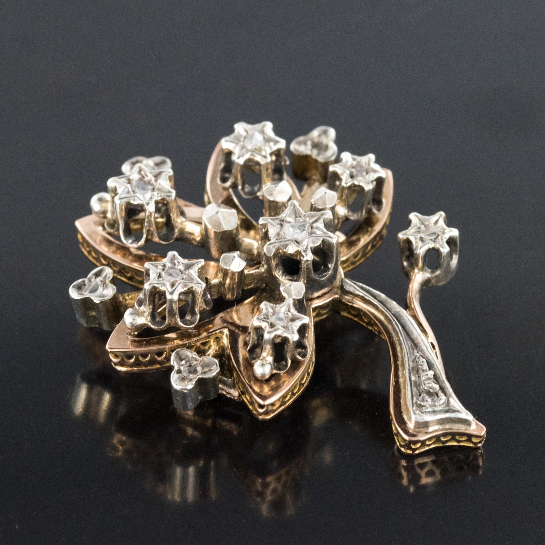 French 19th Century Diamond Rose Gold Tree Brooch 3