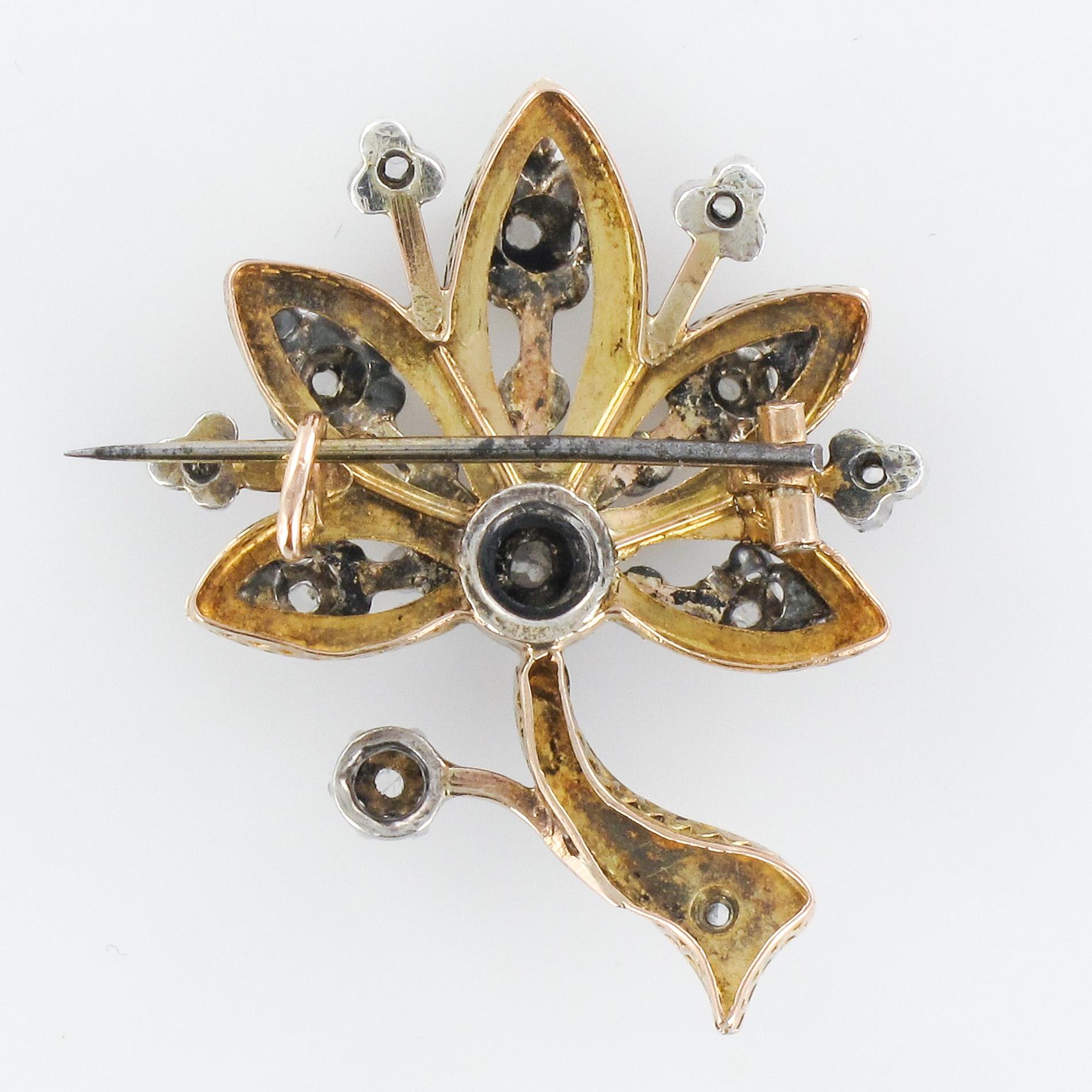 French 19th Century Diamond Rose Gold Tree Brooch 5