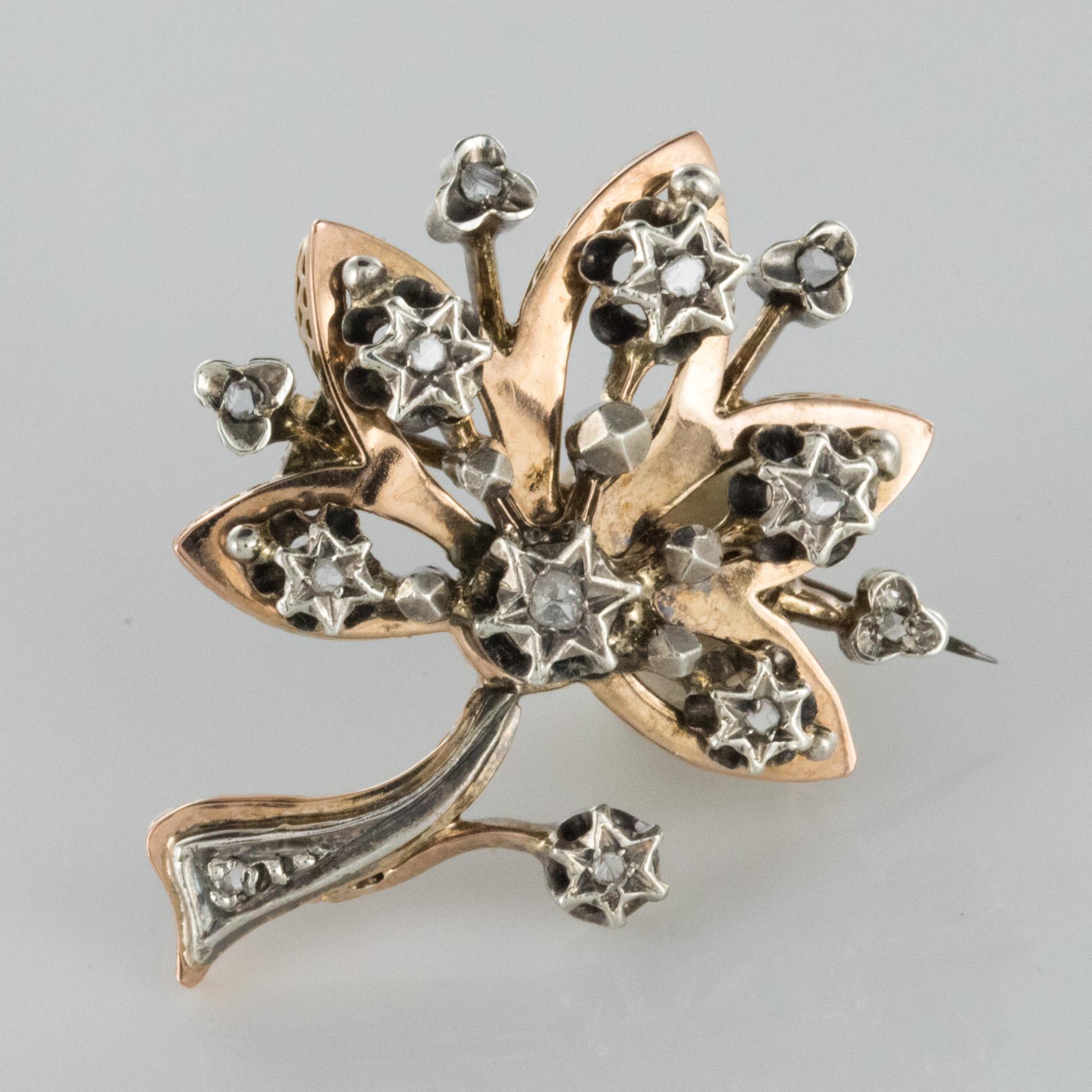 French 19th Century Diamond Rose Gold Tree Brooch 2