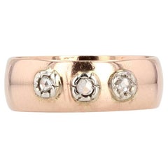 French 19th Century Diamonds 18 Karat Rose Gold Bangle Ring