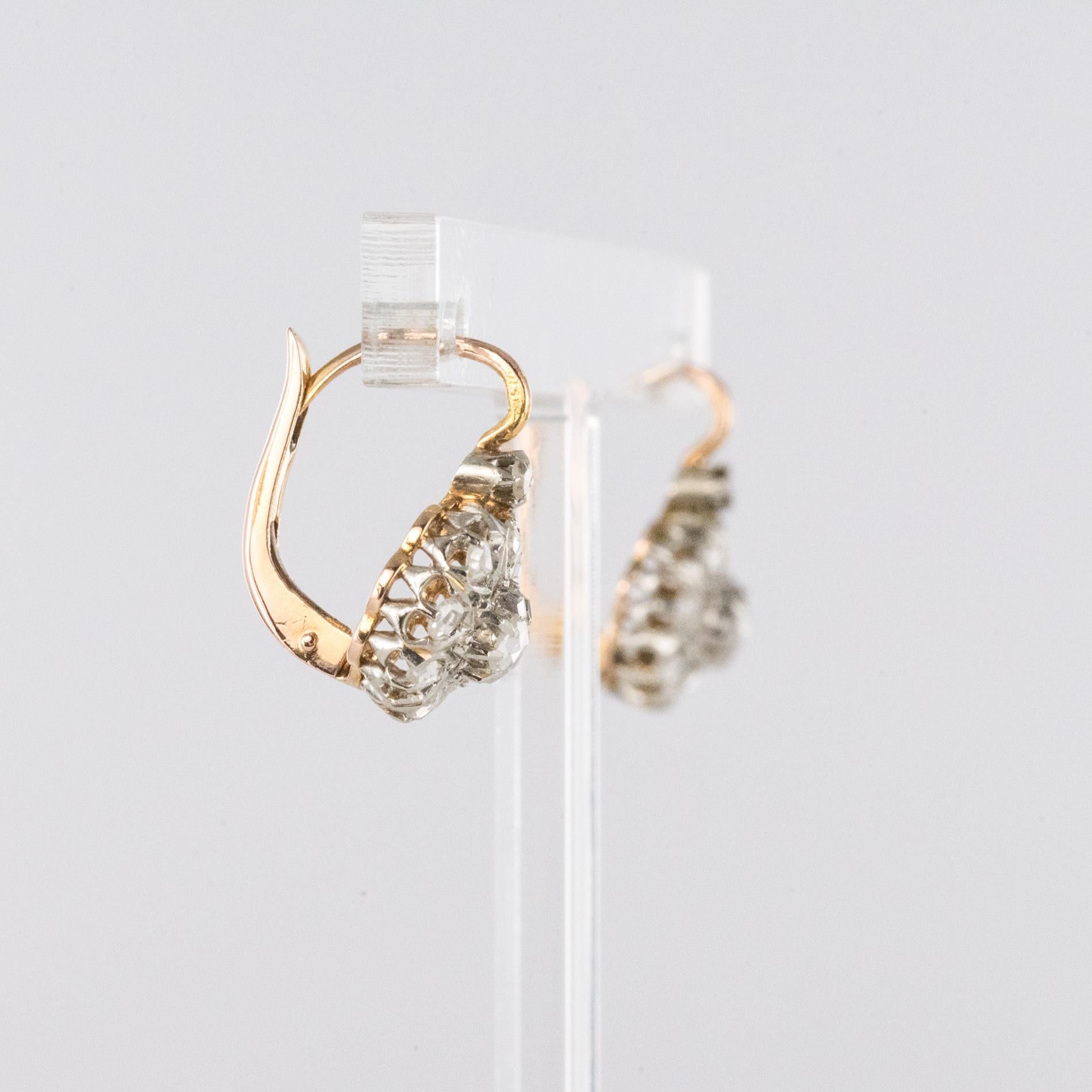 Women's French 19th Century Diamonds 18 Karat Rose Gold Drop Earrings