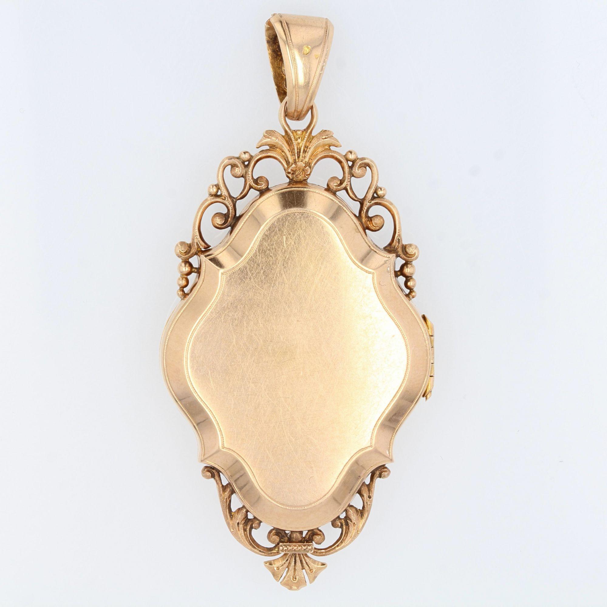 Franzsische Medaillon-Anhnger aus 18 Karat Rosgold mit Diamanten aus dem 19. Jahrhundert (Rosenschliff) im Angebot
