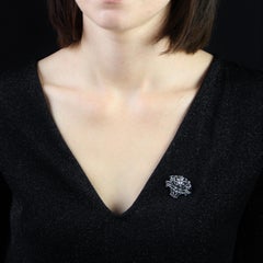 French 19th Century Diamonds 18 Karat Rose Gold Silver Bouquet Brooch