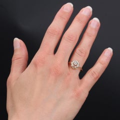 French 19th Century Diamonds 18 Karat Yellow Gold Daisy Ring