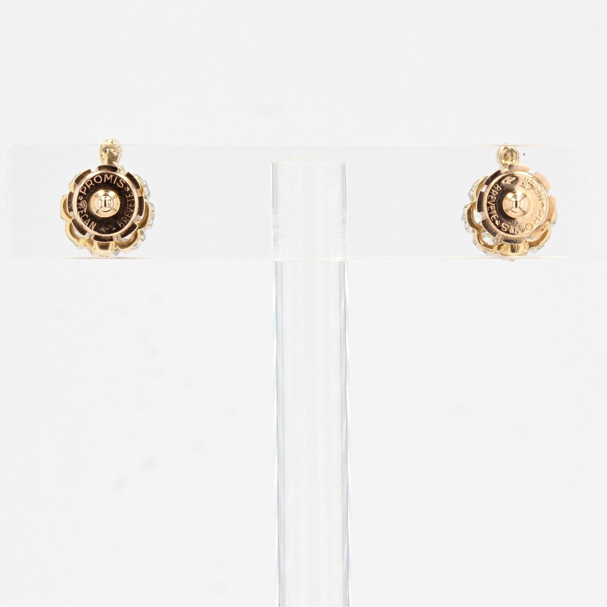 Gänseblümchen-Ohrringe aus 18 Karat Gelbgold und Platin mit Diamanten aus dem 19. Jahrhundert Damen im Angebot