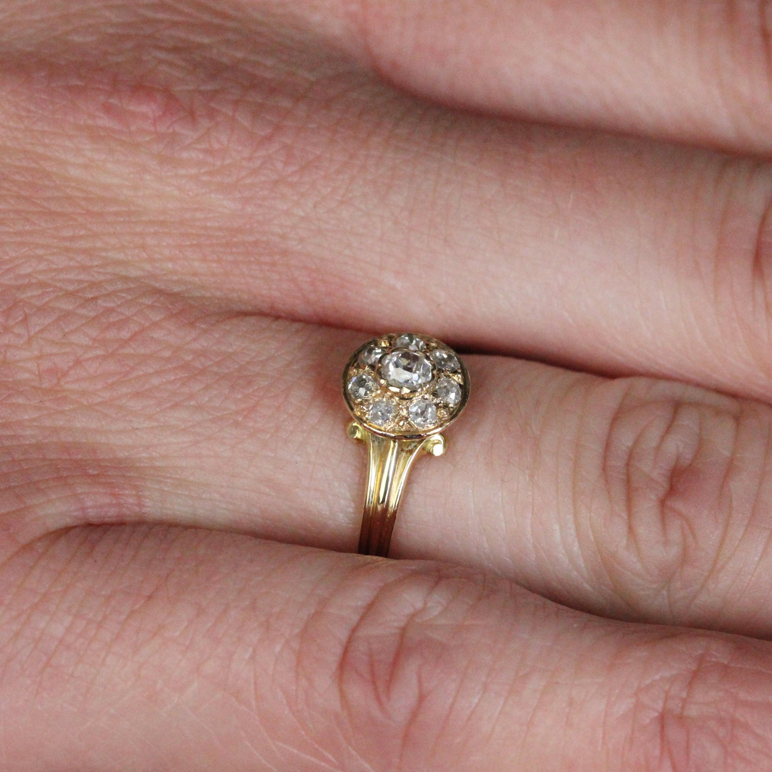French 19th Century Diamonds 18 Karat Yellow Gold Round Shape Ring For Sale 6