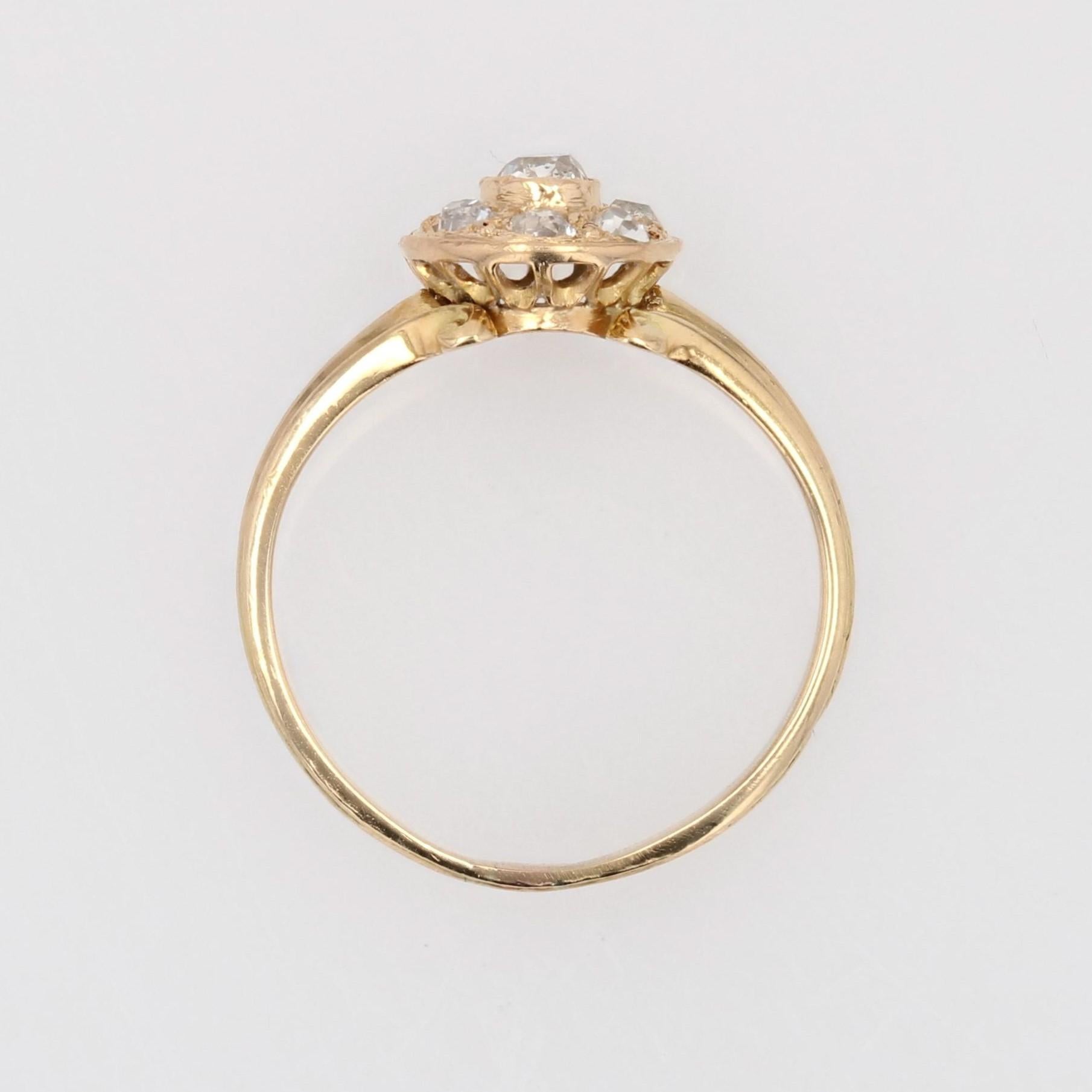 French 19th Century Diamonds 18 Karat Yellow Gold Round Shape Ring For Sale 10