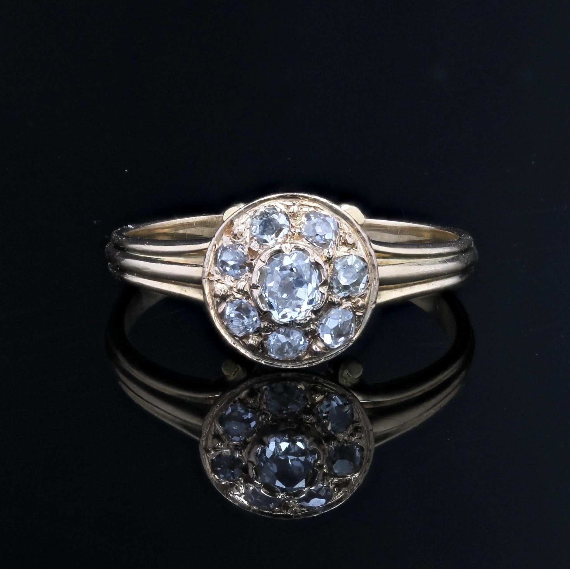 French 19th Century Diamonds 18 Karat Yellow Gold Round Shape Ring In Good Condition For Sale In Poitiers, FR