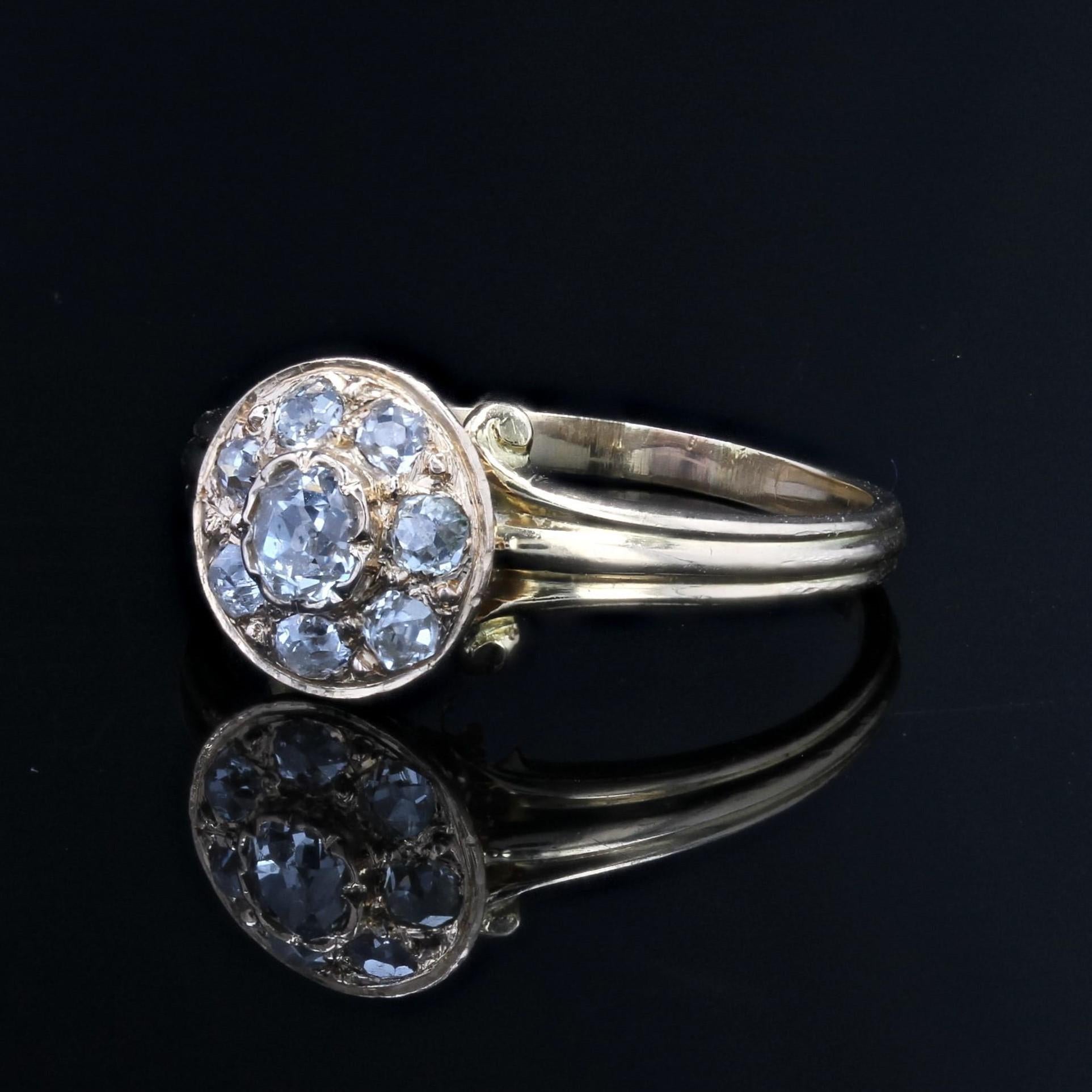 French 19th Century Diamonds 18 Karat Yellow Gold Round Shape Ring For Sale 1