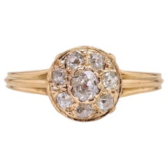 Antique French 19th Century Diamonds 18 Karat Yellow Gold Round Shape Ring