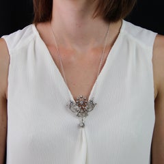 French 19th Century Diamonds 18 Karat Yellow Gold Silver Pendant
