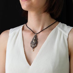 French 19th Century Diamonds and Fine Pearls Silver and 18 K Rose Gold Pendant