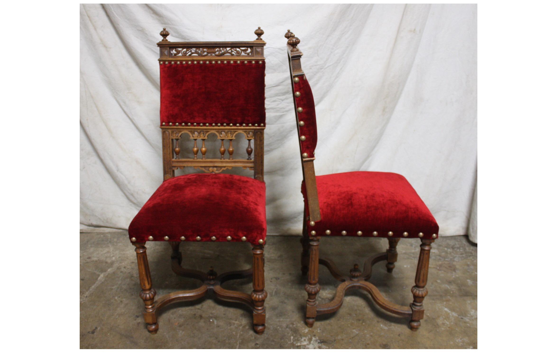 Velvet French, 19th Century, Dining Room Chairs For Sale