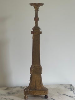 French 19th Century Directoire Giltwood Altar Candlestick