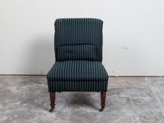 French 19th Century Directoire Inspired Slipper Chair with Striped Fabric