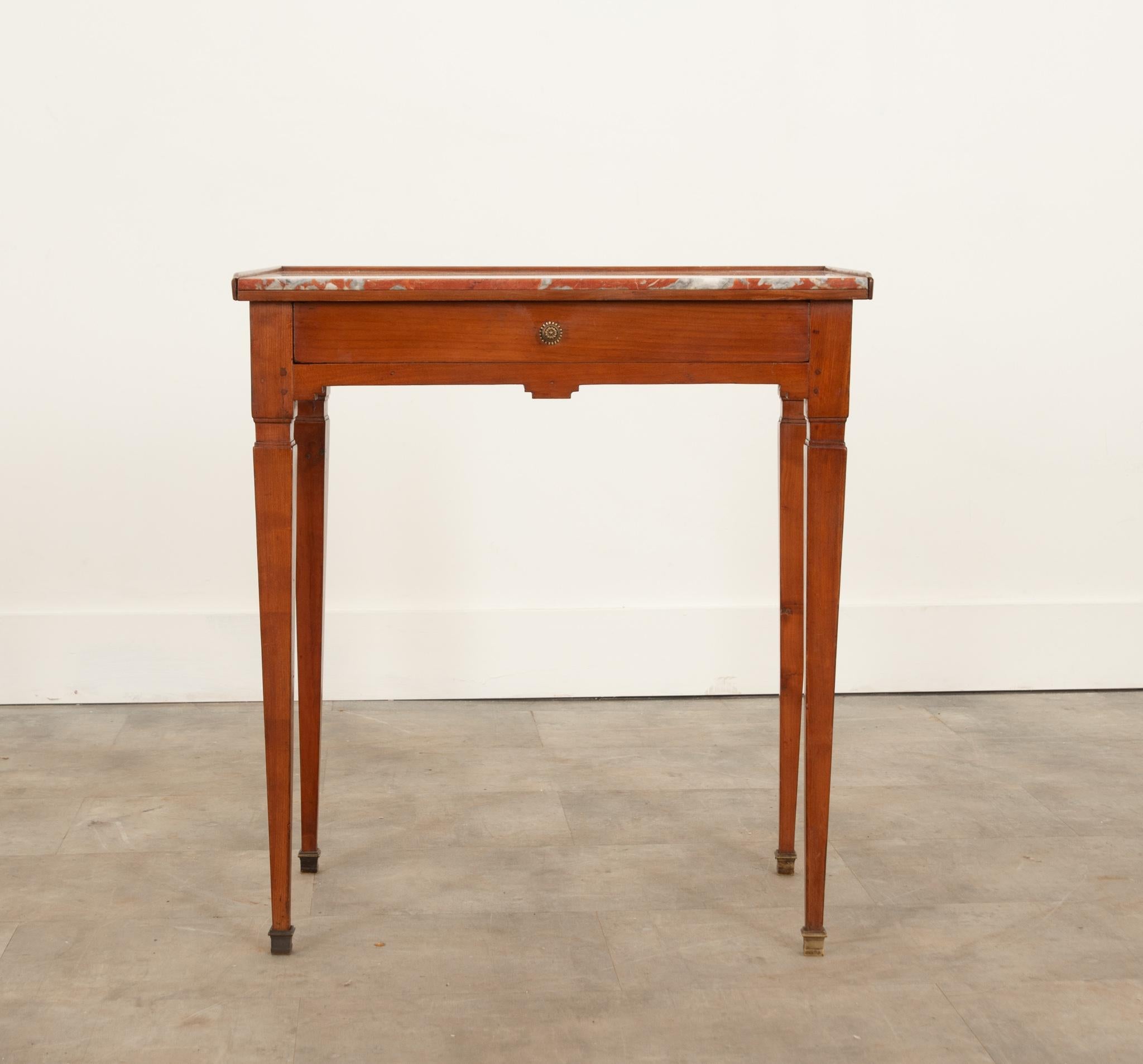 Hand-Crafted French 19th Century Directoire Red Marble Table For Sale