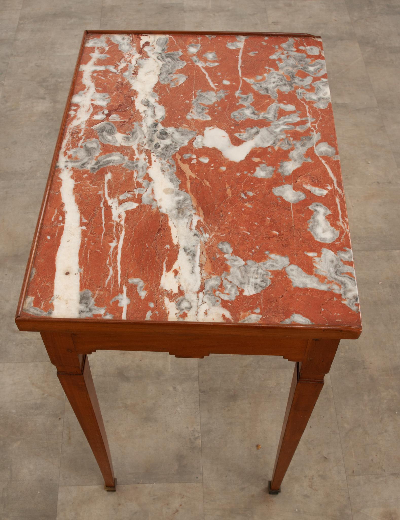 Wood French 19th Century Directoire Red Marble Table For Sale