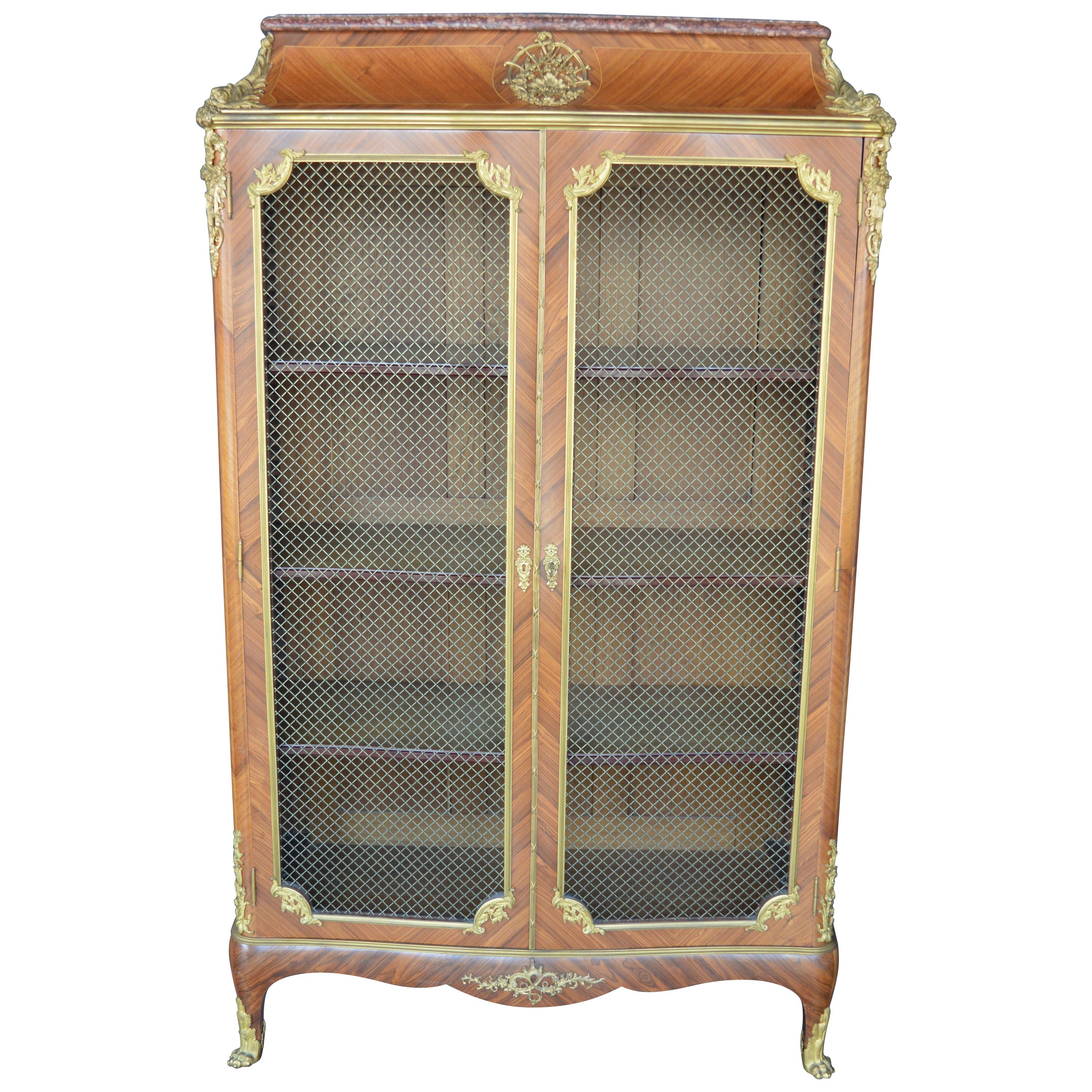 French 19th Century Doré Bronze Bookcase by F. Linke