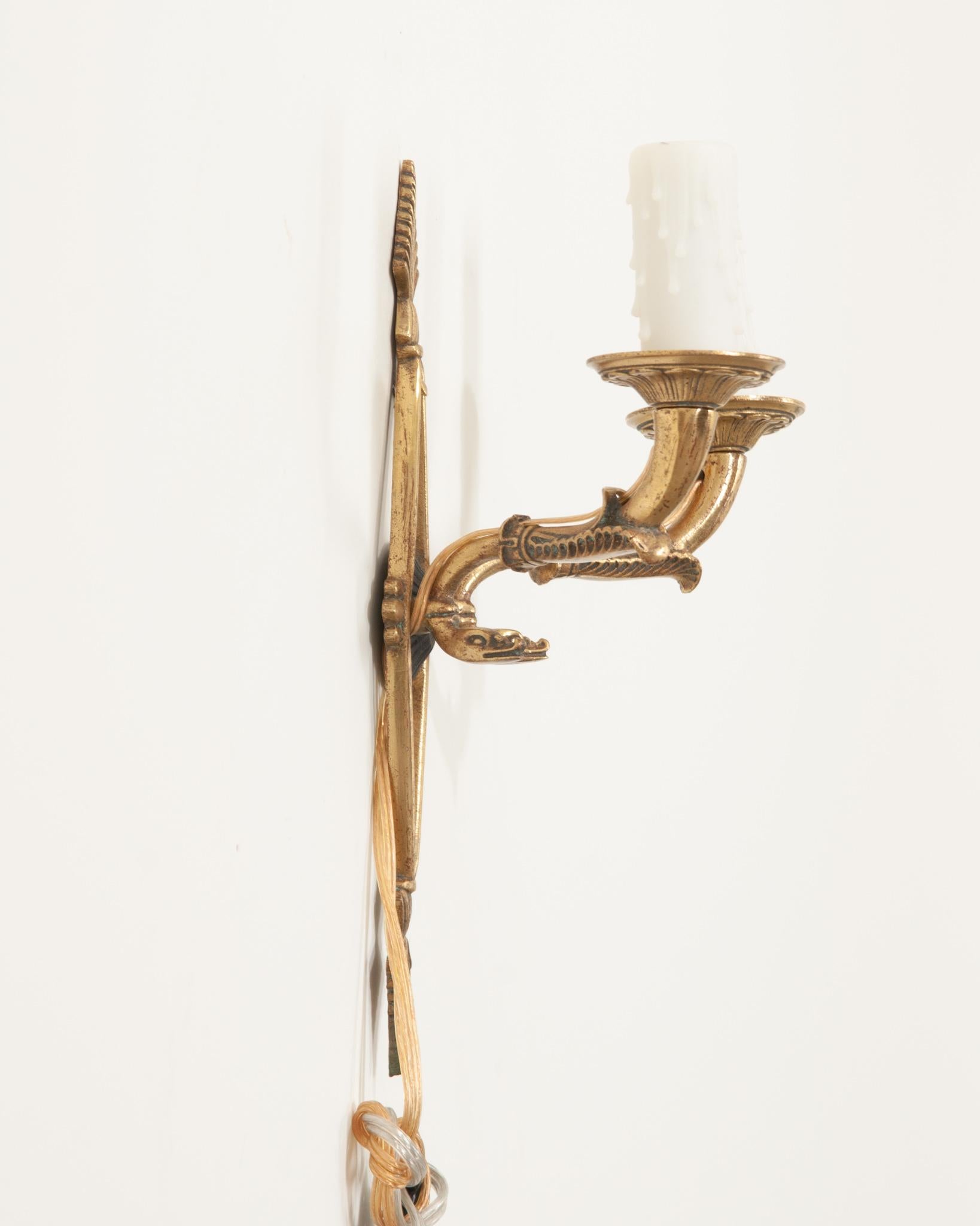 French 19th Century Double Arm Empire Brass Sconce For Sale 1