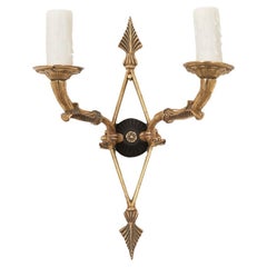 Antique French 19th Century Double Arm Empire Brass Sconce