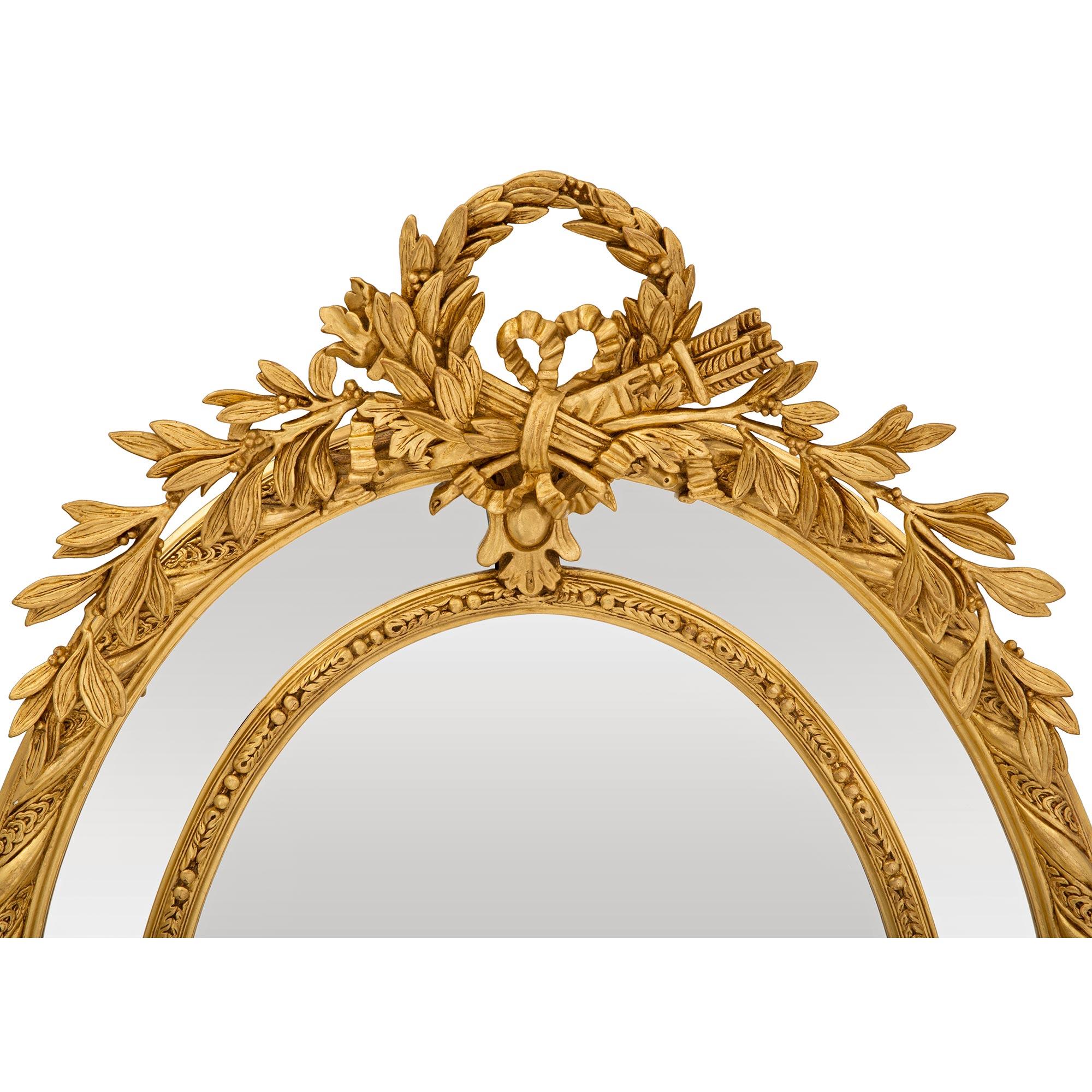 French 19th Century Double Framed Giltwood Mirror In Good Condition For Sale In West Palm Beach, FL