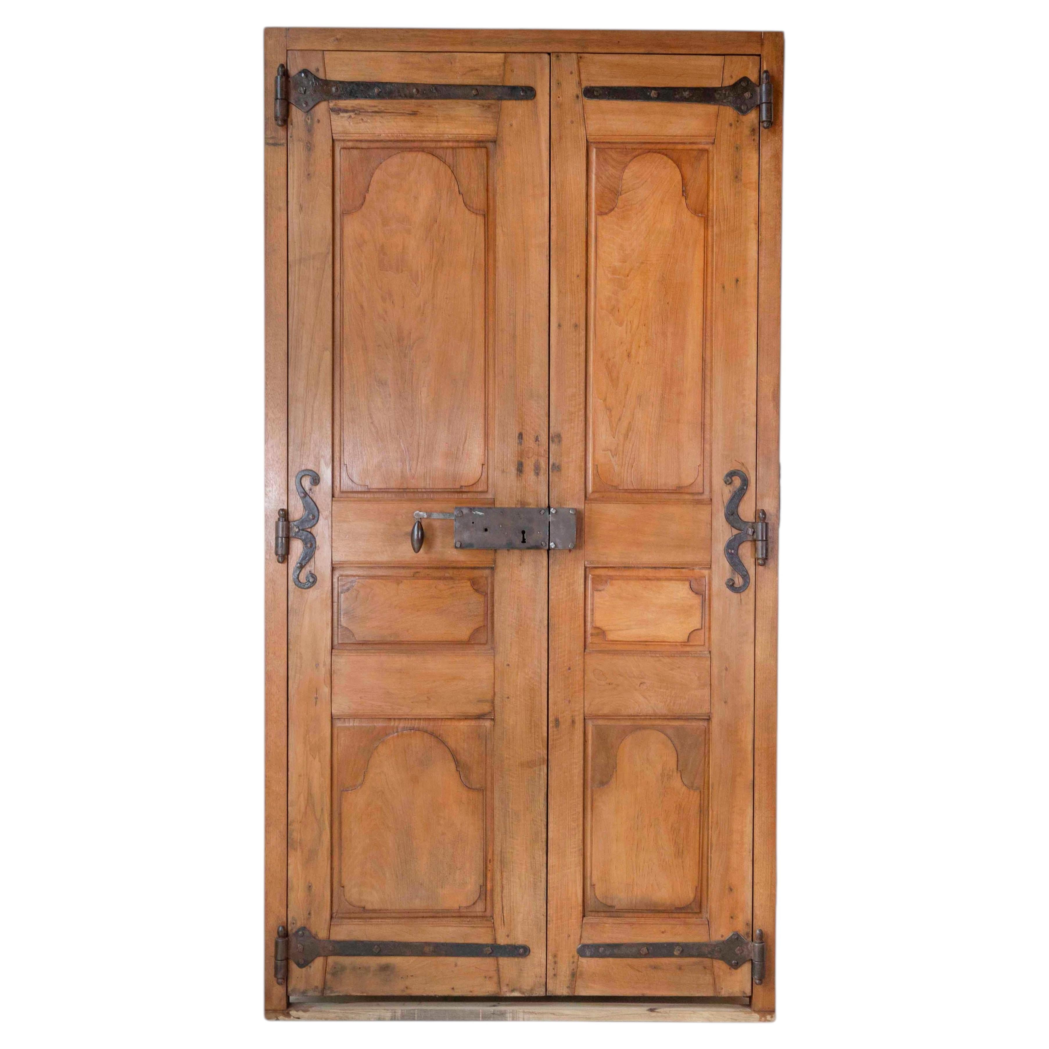 French 19th Century Double-leaf Double-sided Walnut Communication Door