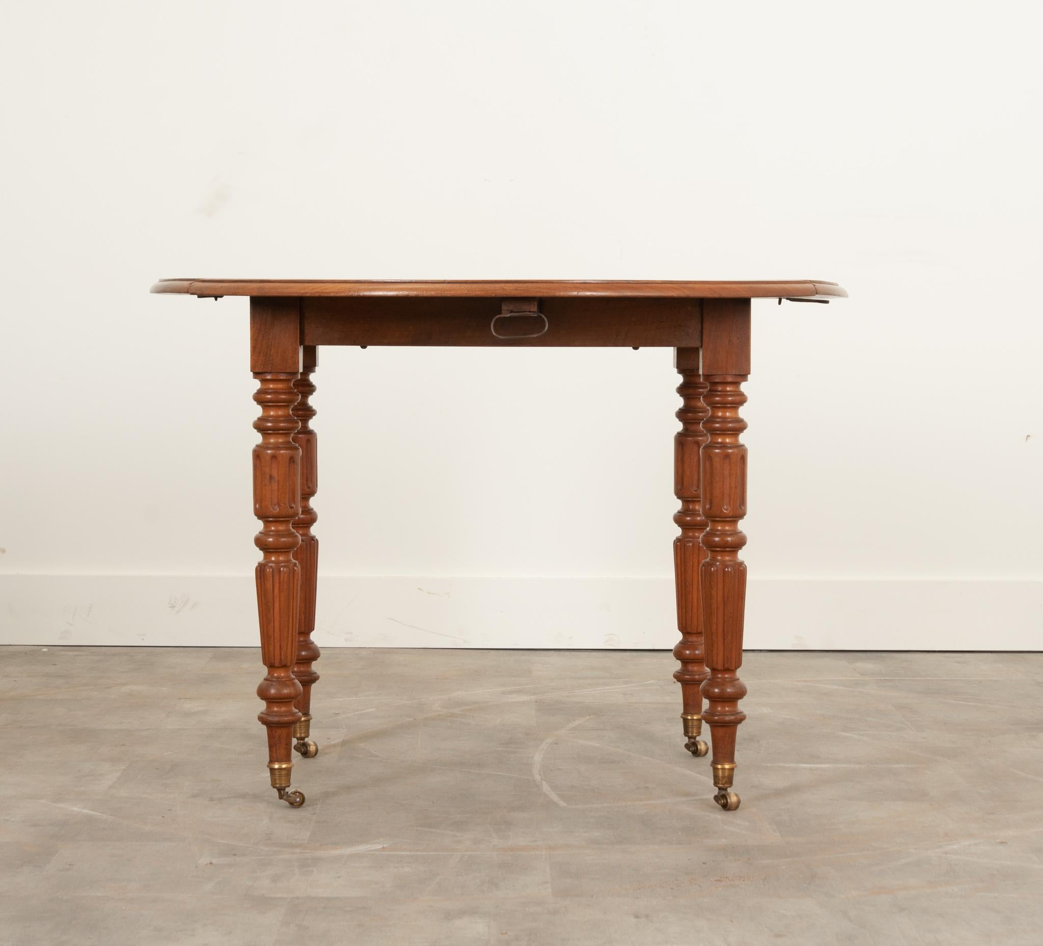 French Provincial French, 19th Century, Drop-Leaf Extending Table