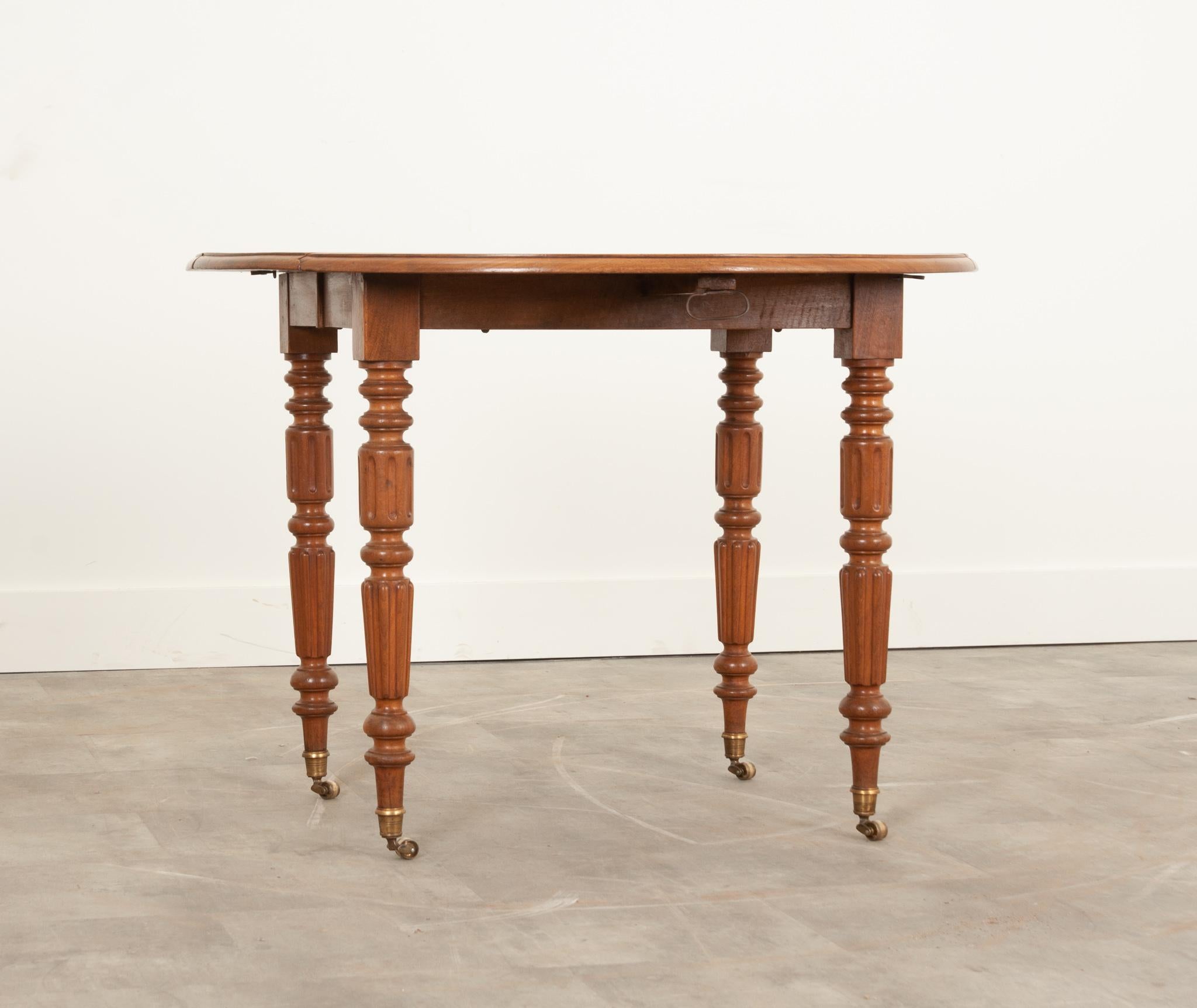 Carved French, 19th Century, Drop-Leaf Extending Table