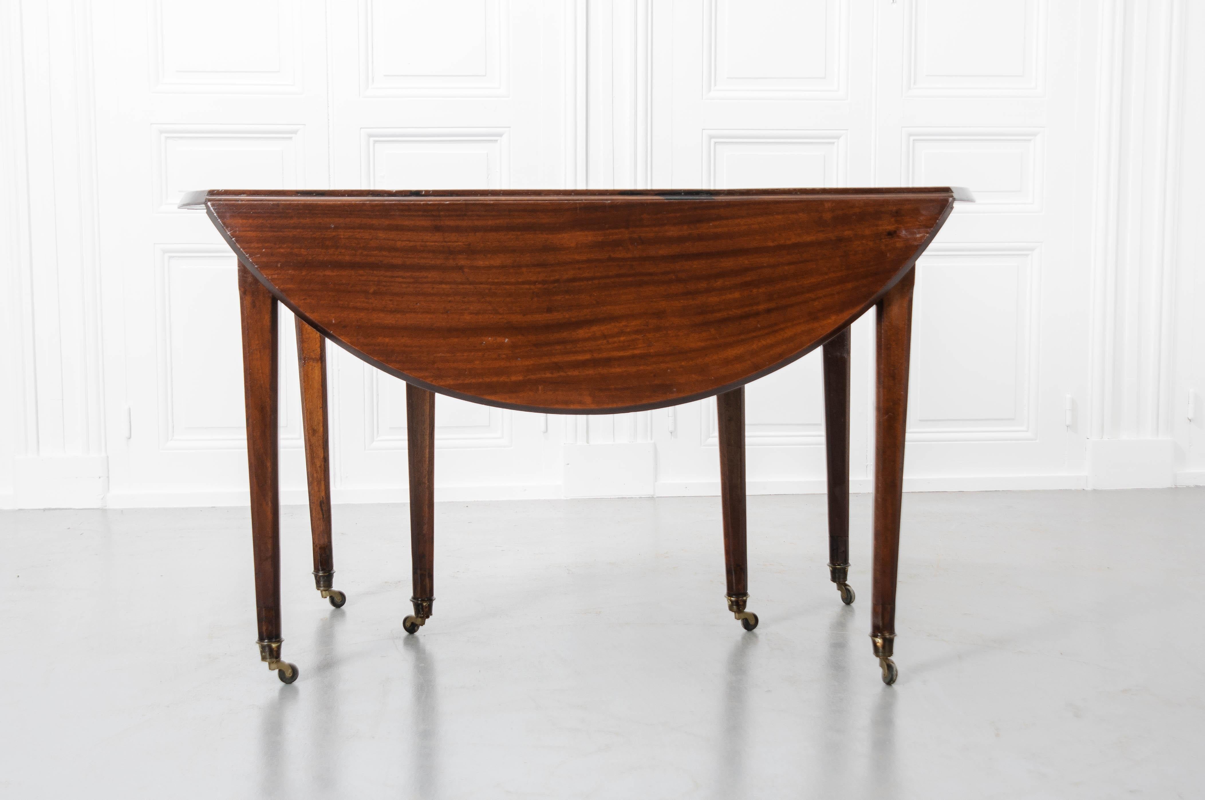 French 19th Century Drop Leaf Mahogany Dining Table 1